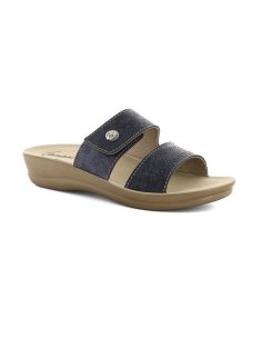 Ciabatta Donna Doppia Fascia Effetto Pitonato Con Velcro Inblu