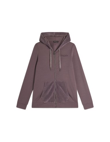 FELPA DONNA CAPPUCCIO C/ZIP