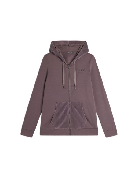 FELPA DONNA CAPPUCCIO C/ZIP