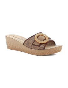 Ciabatta Donna Zeppa Con Fibbia Tonda Inblu
