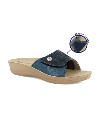 Ciabatta Donna A Fascia Con Velcro Ed Inserto Elastico Inblu